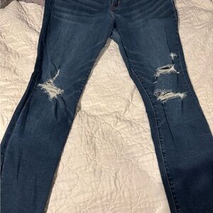 Abercrombie & Fitch Dark Blue Distressed Skinny Jeans